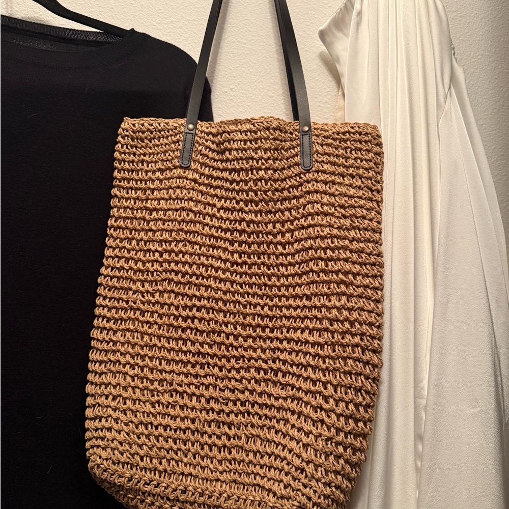 Woven Straw Tote Bag - Natural